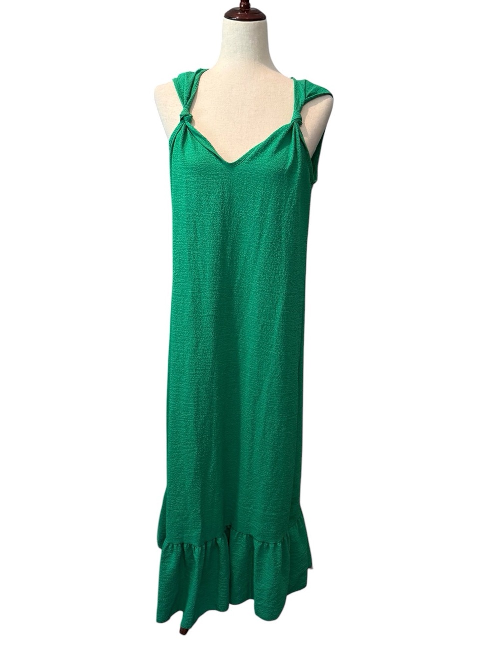 Green Sleeveless Textured Maxi Dress Size Medium